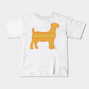 Show Goat with Orange & Green Southwest Aztec Pattern Kids T-Shirt